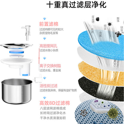 All Stainless Steel Cat Water Dispenser Ten-fold Filter Constant Temperature Pet Water Dispenser 304 Stainless Steel Cat And Dog Water Dispenser