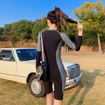 One-piece Sports Swimsuit Women Slim Competitive Swimming Pool Conservative Hot Spring Swimsuit