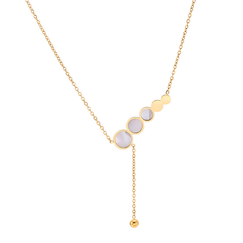 Korean Version Of The Simple Titanium Steel Necklace Female 18k Rose Gold Four-leaf Clover Shell Pendant Ins Tide Net Red Explosion Style Collarbone Chain