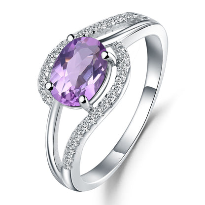 S925 Sterling Silver Inlaid Natural Sapphire Ring