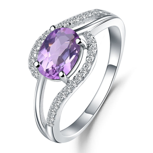 S925 Sterling Silver Inlaid Natural Sapphire Ring