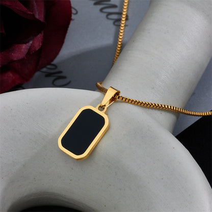 European And American Light Luxury Niche Design Titanium Steel Square Necklace Female Ins Cold Wind Simple Geometric Snake Bone Chain Clavicle Chain