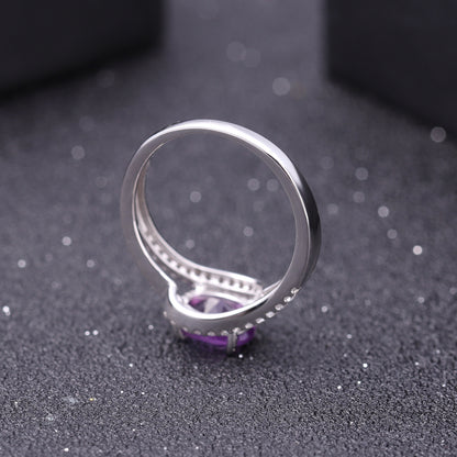 S925 Sterling Silver Inlaid Natural Sapphire Ring