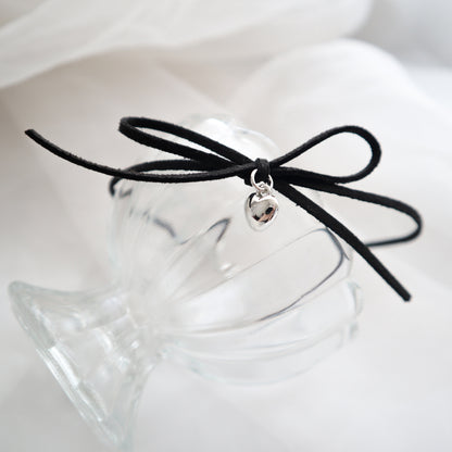 Spring And Summer Sweet Cool Style Jewelry Bow Silver Small Love Necklace Pure Desire Style Clavicle Chain Choker Collar Necklace Chain
