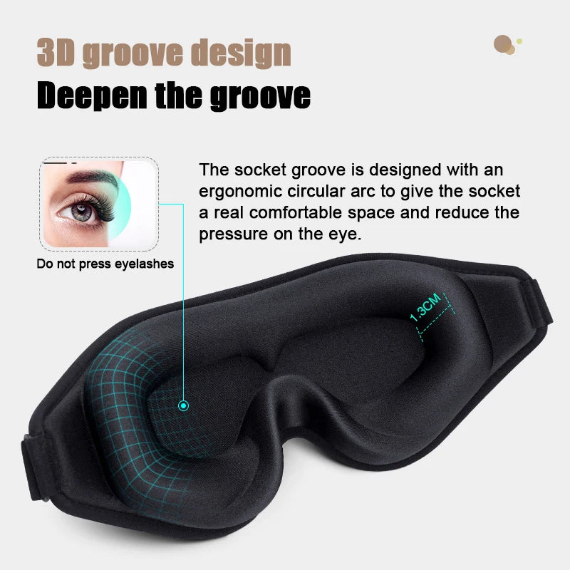 3D Contoured Cup Sleeping Mask Soft Comfort Breathable Adjustable Elastic Strap for Side Sleeper Women Men Machine Washable