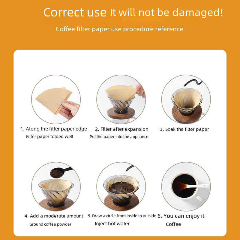 Hand Coffee Filter Paper Raw Wood Pulp Cone Coffee Filter Paper Coffee Machine Drip V60 Filter Paper