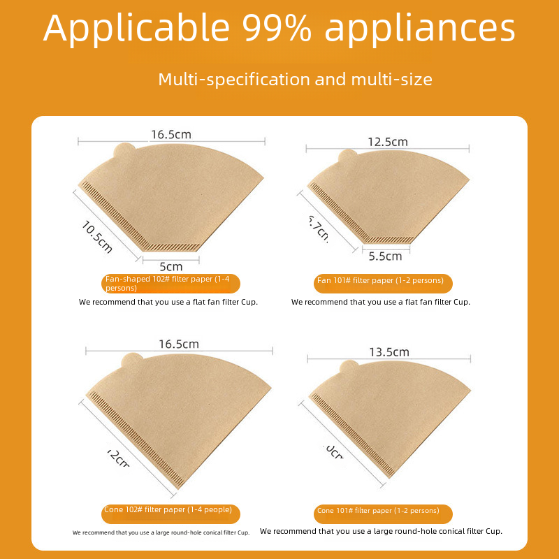 Hand Coffee Filter Paper Raw Wood Pulp Cone Coffee Filter Paper Coffee Machine Drip V60 Filter Paper