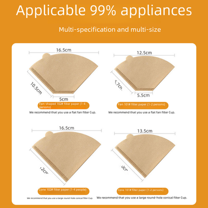Hand Coffee Filter Paper Raw Wood Pulp Cone Coffee Filter Paper Coffee Machine Drip V60 Filter Paper